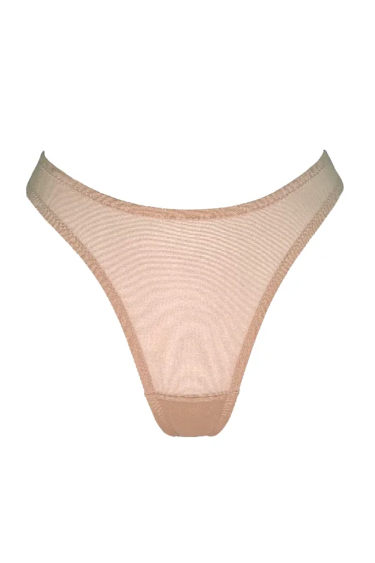 plus - size women thongs with wide - set straps for comfortParabola Beige high waisted thongs