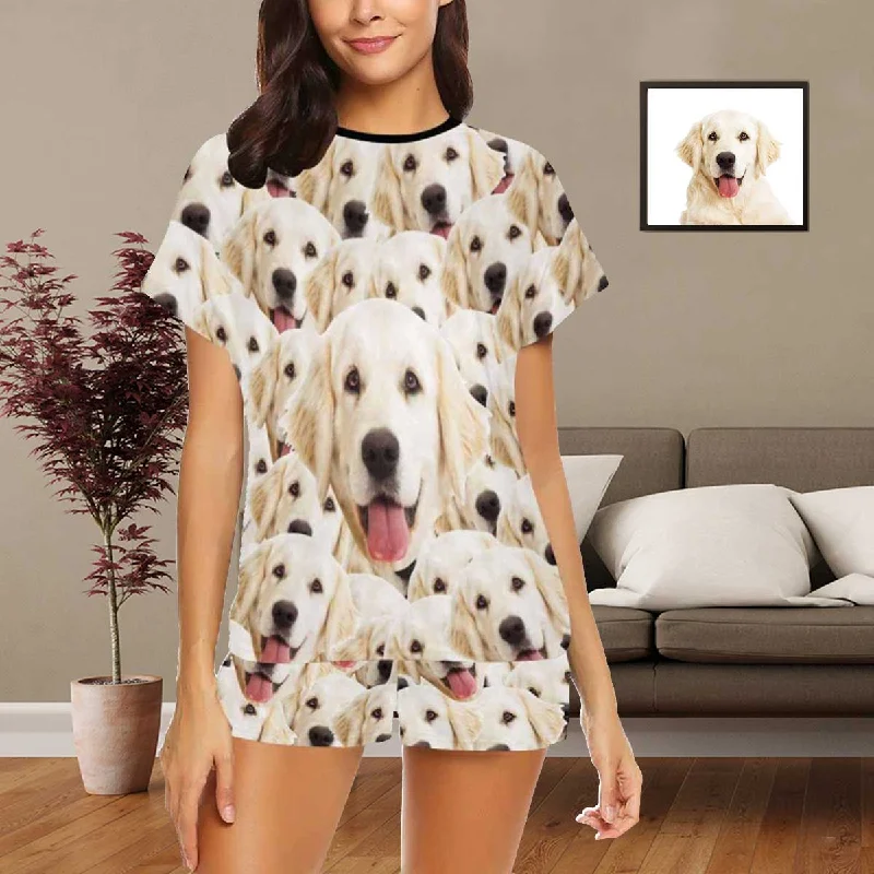 women's sleepshirts with a reversible designCustom Pajamas with Pets Face My Dog Sleepwear Personalized Photo Women's Short&Long Sleeve Pajama Set