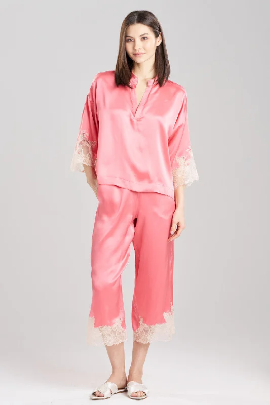 women's satin pajama sets with lace trimLolita Lace Trim Silk PJ