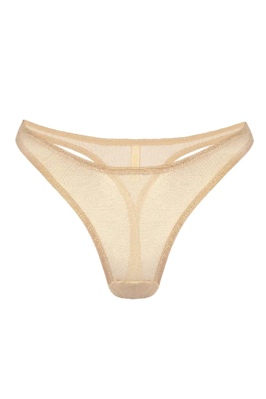 high - cut women thongs for a leg - lengthening illusionRamonda beige gold high waister thongs