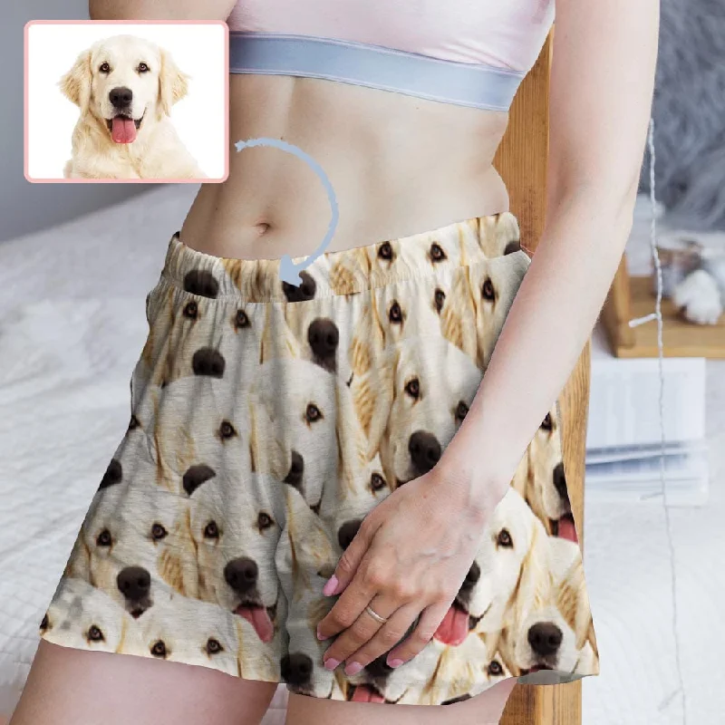 women's nightgowns with a vintage - inspired designCustom Face Women's Pajama Shorts Personalized Pet Photo Sleepwear Shorts