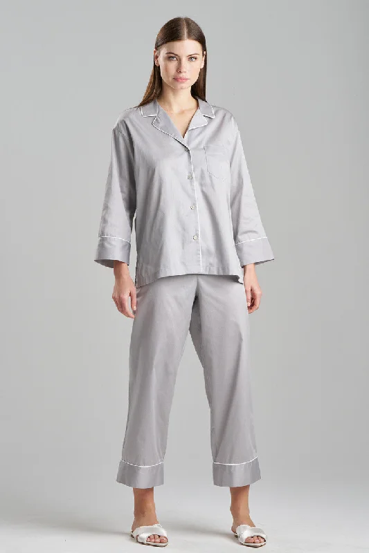 women's pajama sets for a fashionable loungewear optionCotton Sateen Essentials Notch PJ