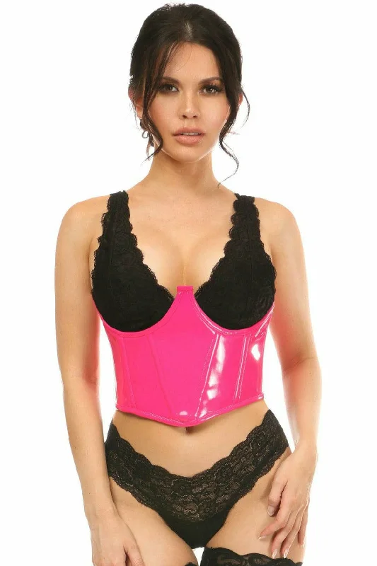 vintage style women sexy lingerieSexy Neon Pink Patent Open Cup Underwire Waist Cincher