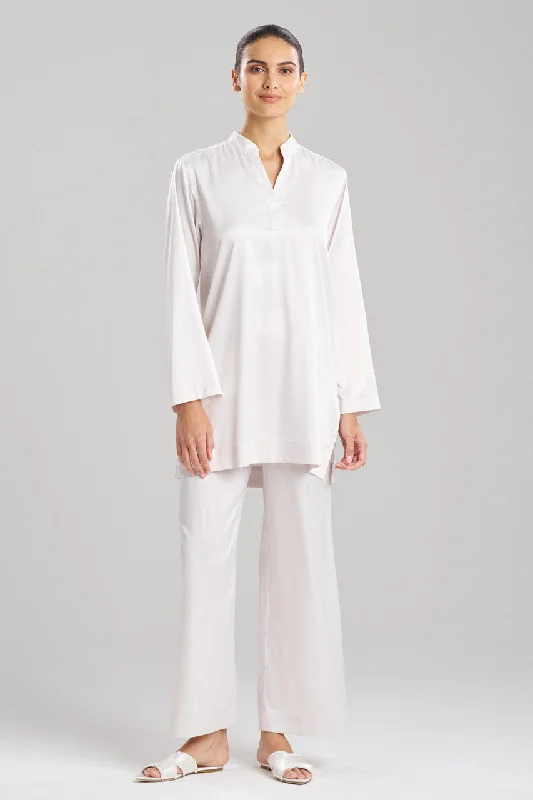 women's nightgowns with a lightweight fabric for warm climatesGlamour Mandarin Tunic Sleepshirt