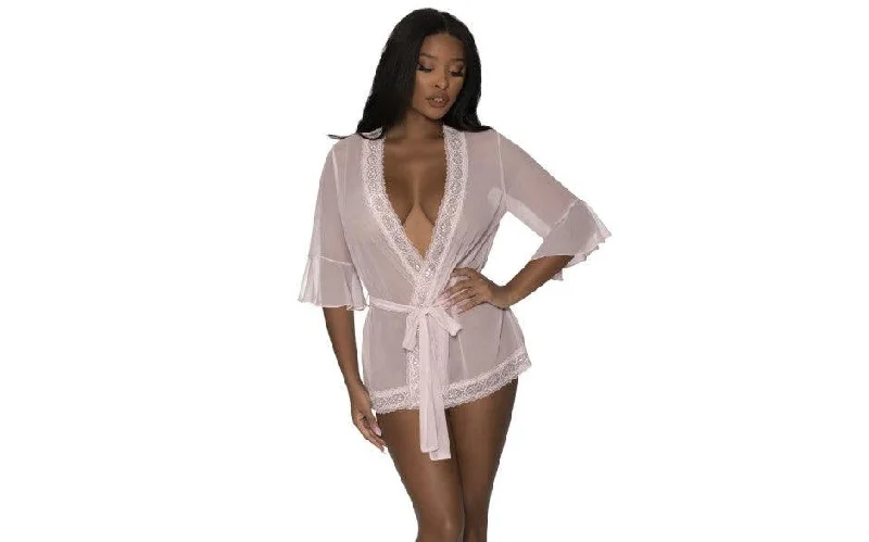 women robes with a color - blocking effectRobe with Lace Trim Blush