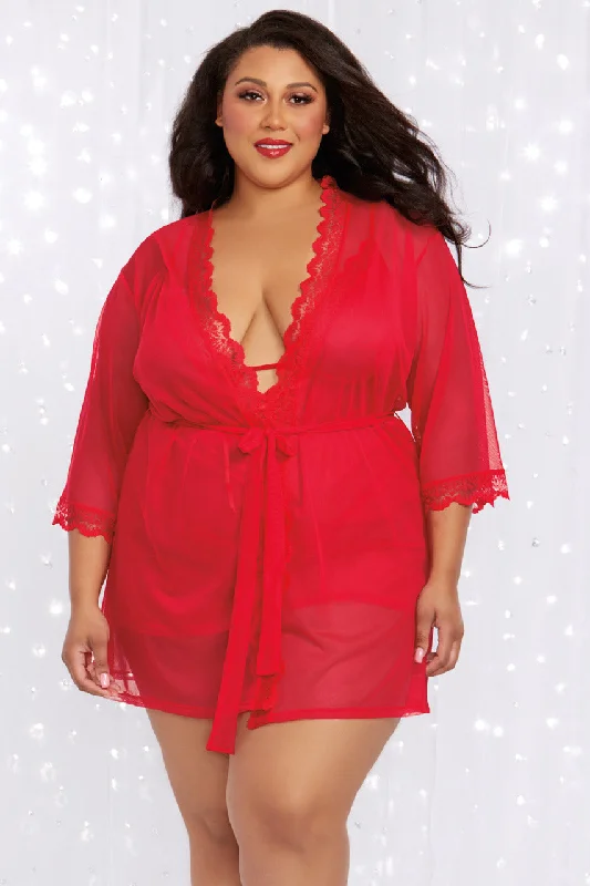 plus size women robes for a perfect fitPlus Size Rouge Chemise and Robe