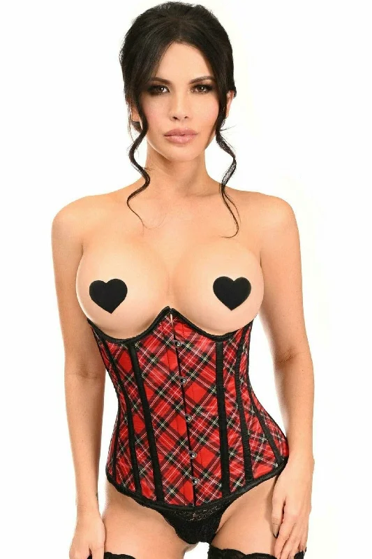 bridal women sexy lingerie for honeymoonSexy Red Plaid Open Cup Underwire Underbust Corset