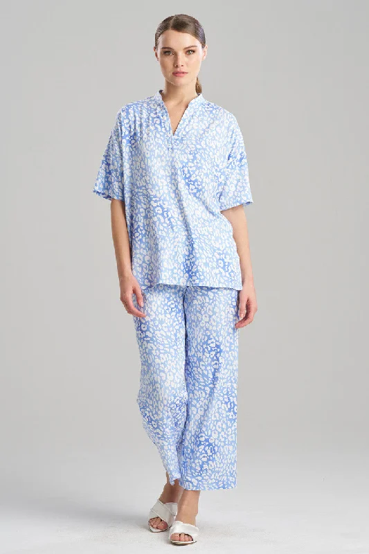 women's pajama sets with animal prints for a trendy lookMisty Leopard Cozy Knit PJ