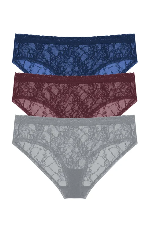 lace - trimmed women briefs with a feminine flairBliss Allure One-Size Lace Girl Brief 3-Pack