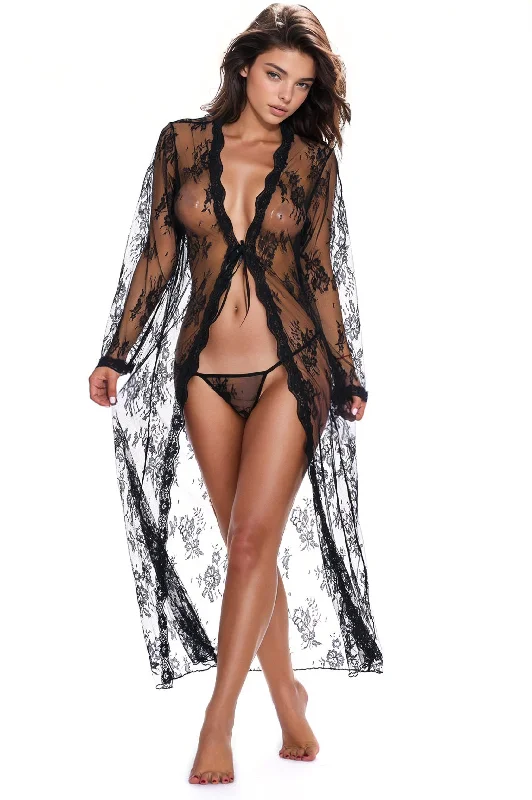 lightweight women robes for summer useLong Lace Flyaway Robe