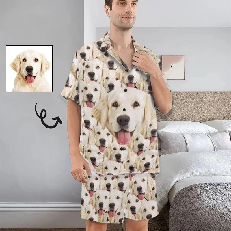 women's nightgowns for a stylish hospital stayCustom Pet Face Pajamas Personalized My Lovely Dog Men's V-Neck Short Sleeve Pajama Set Funny Gift