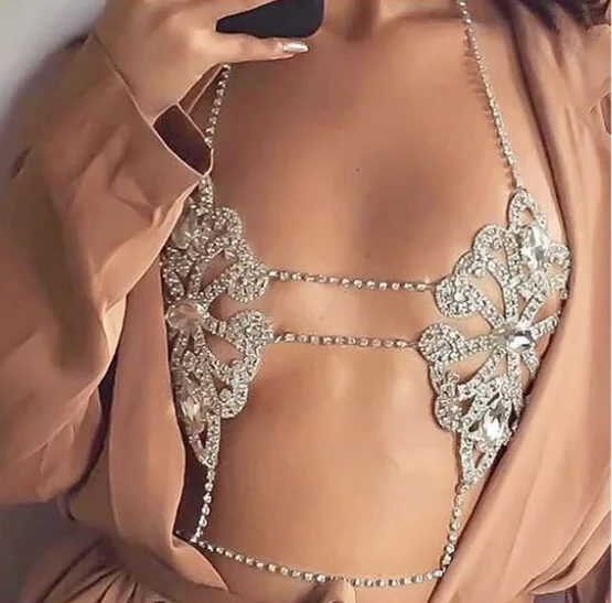 printed women bikini briefs with floral patternsLuxury Harness Bikini Rhinestone Bralette Body Chains Belly Chain Jewelry