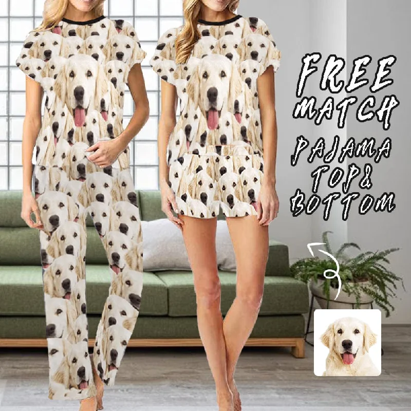 women's silk nightgowns for luxurious sleepCustom Pets Face My Dog Sleepwear Personalized Photo Women's Pajama T-Shirt&Shorts&Pants Free Match