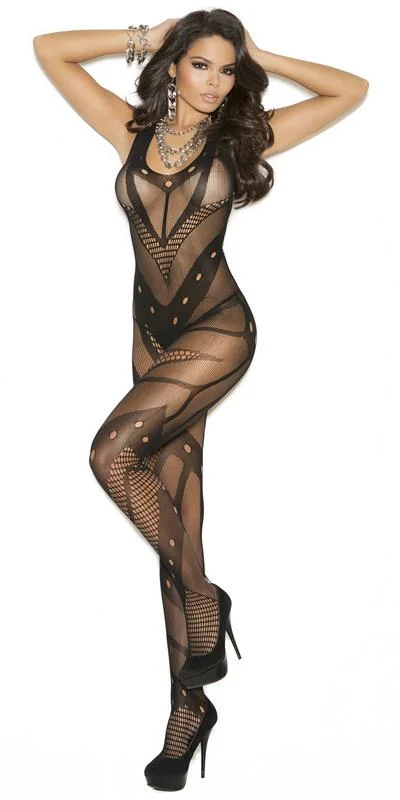 plus size women sexy lingerie nightgownsSexy Down to Earth Black Crochet Net Bodystocking