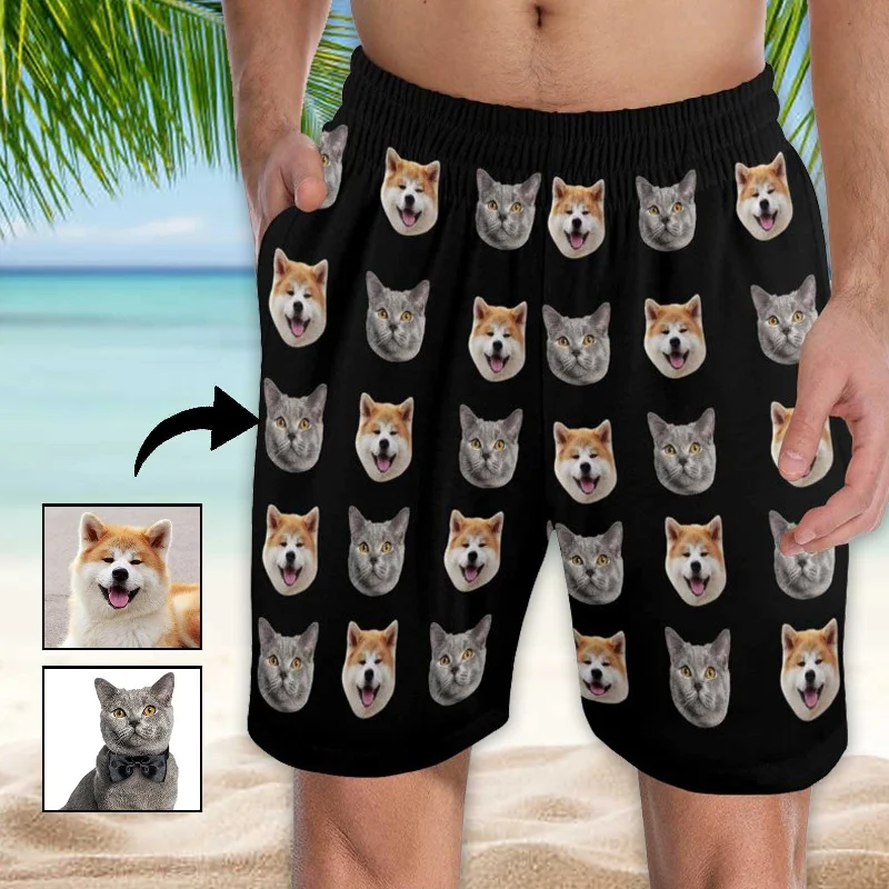 women's nightgowns for a beach vacationCustom Face Men's Pajama Shorts Personalized Pet Sleepwear Shorts