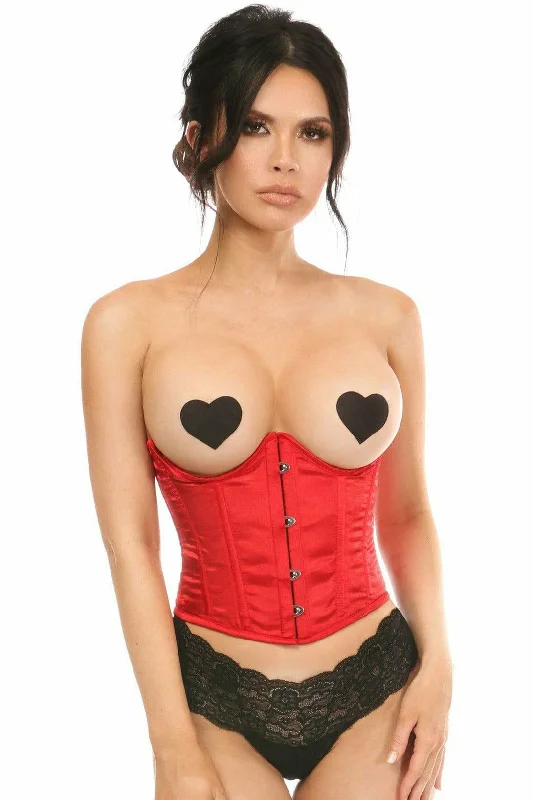 seamless women sexy lingerie for comfortSexy Red Satin Open Bust Underwire Short Underbust Corset