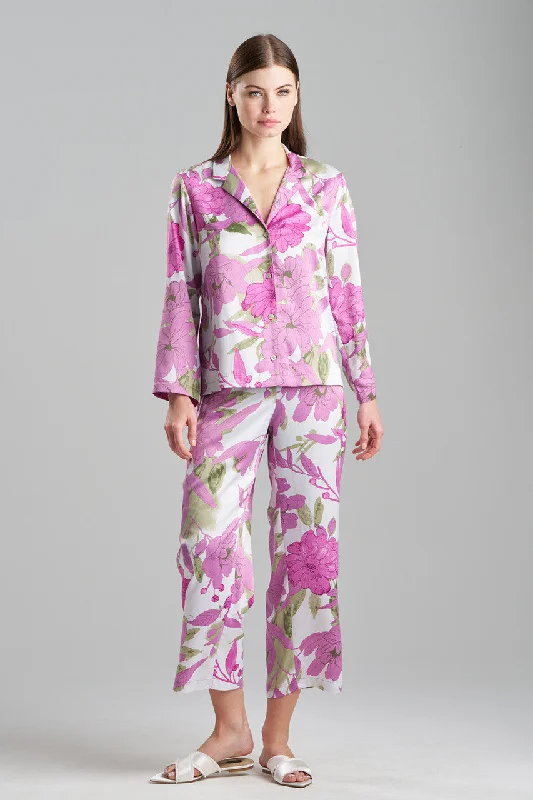 women's pajama sets with a lightweight fabric for warm climatesPeony Blossom Notch PJ