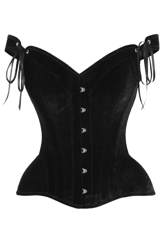 boned women bustiers and corsets structureTop Drawer Black Velvet Steel Boned Corset w/Straps