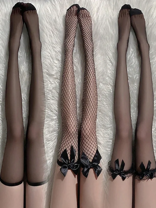 sexy lingerie for women with large busts3 Pairs Black White Sexy Overknee Long Socks Women Sweet Girls Lolita Bowknot Thigh High Fishnet Stockings Gothic Punk Lace Mesh Legging