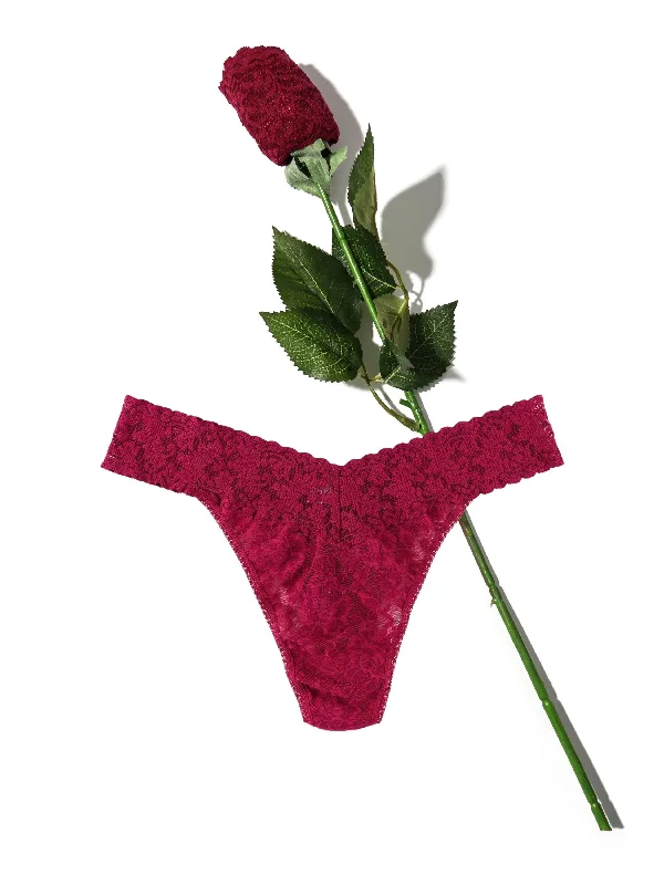 seamless wireless women thongs for a carefree fitSignature Lace Original Rise Thong Rose Dark Pomegranate Red