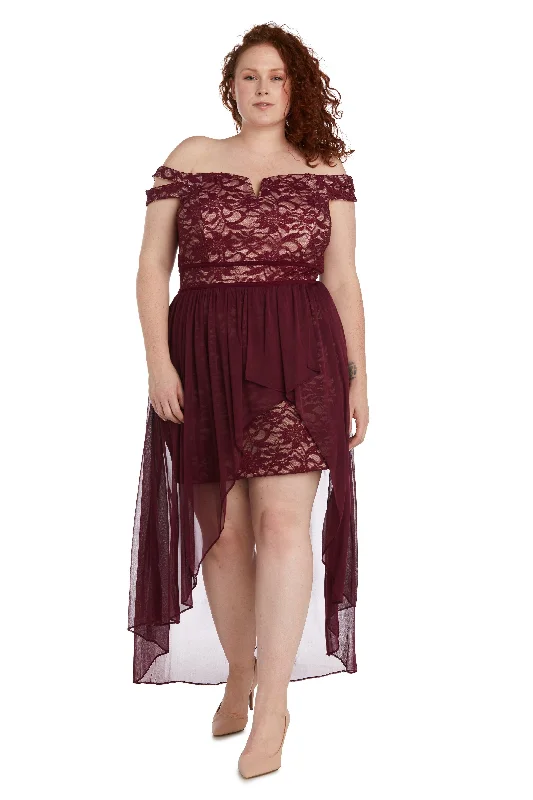 women sexy dresses for Latin dance nightsMorgan & Co 12671WM Plus Size High Low Dress