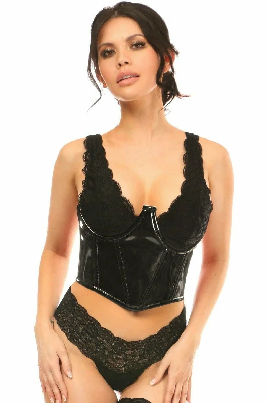 sexy lingerie for women with large bustsSexy Black Patent Open Cup Underwire Waist Cincher