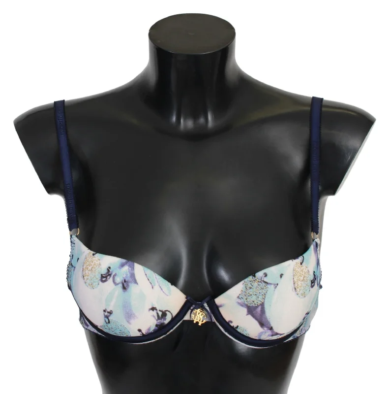 women robes with moisture - wicking fabricRoberto Cavalli Printed Nylon Reggiseno Bra Women's Underwear