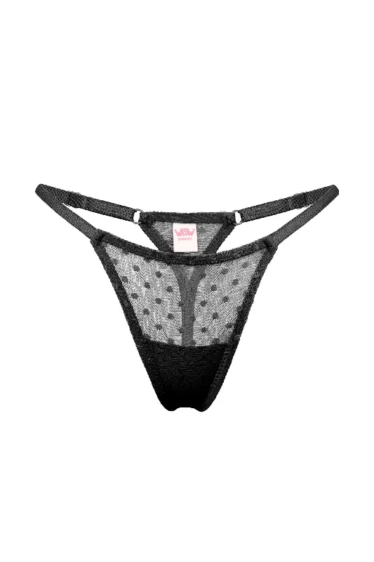 odor - control women thongs for long - lasting freshnessMimi Black dots thongs