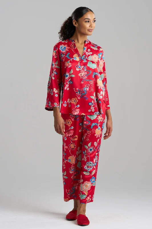 women's pajama sets with a crew - neck topFleur Dragon PJ