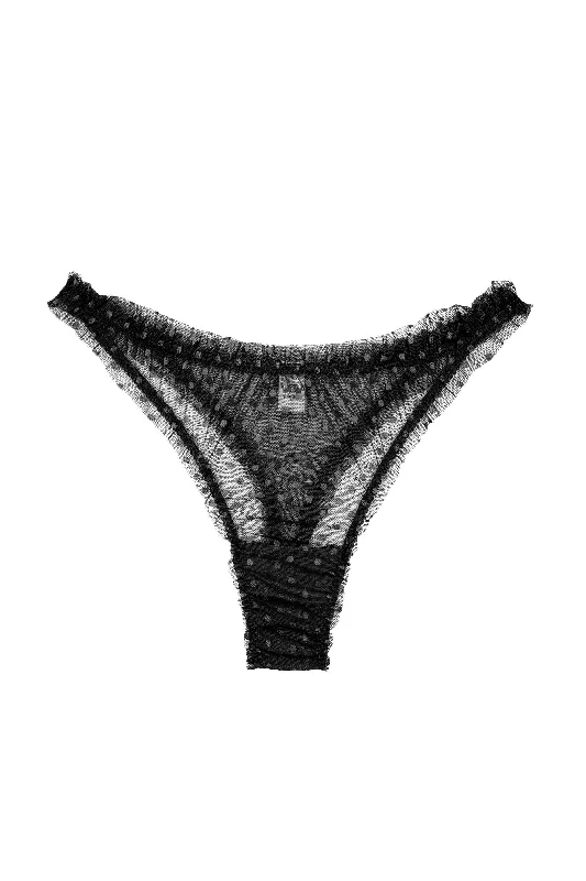 breathable women thongs for women with sensitive skinMimi Black dots high waisted thongs