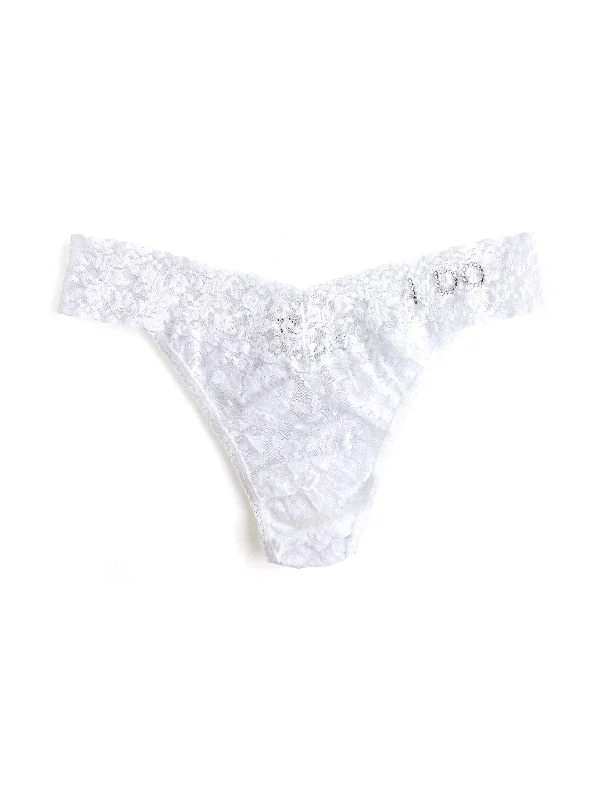 seamless silk - lined women thongs for a smooth and soft feelI Do Crystal Signature Lace Original Rise Thong White