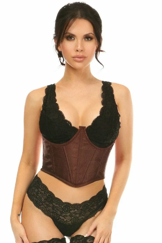 crotchless women sexy lingerieSexy Dark Brown Brocade Open Cup Waist Cincher