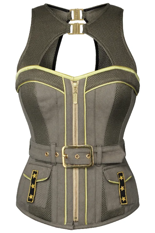 handcrafted women bustiers and corsetsMilitary Style Zip and Buckle Corset