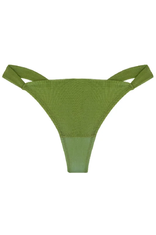 plus - size women thongs with wide - set straps for comfortIdeallia Green low-waisted thongs