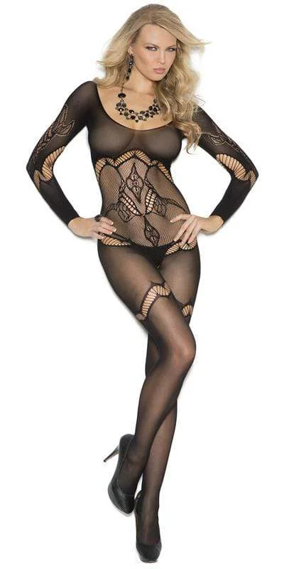 hypoallergenic women sexy lingerie materialsSexy Beat Long Sleeve Floral Crochet Net Bodystocking