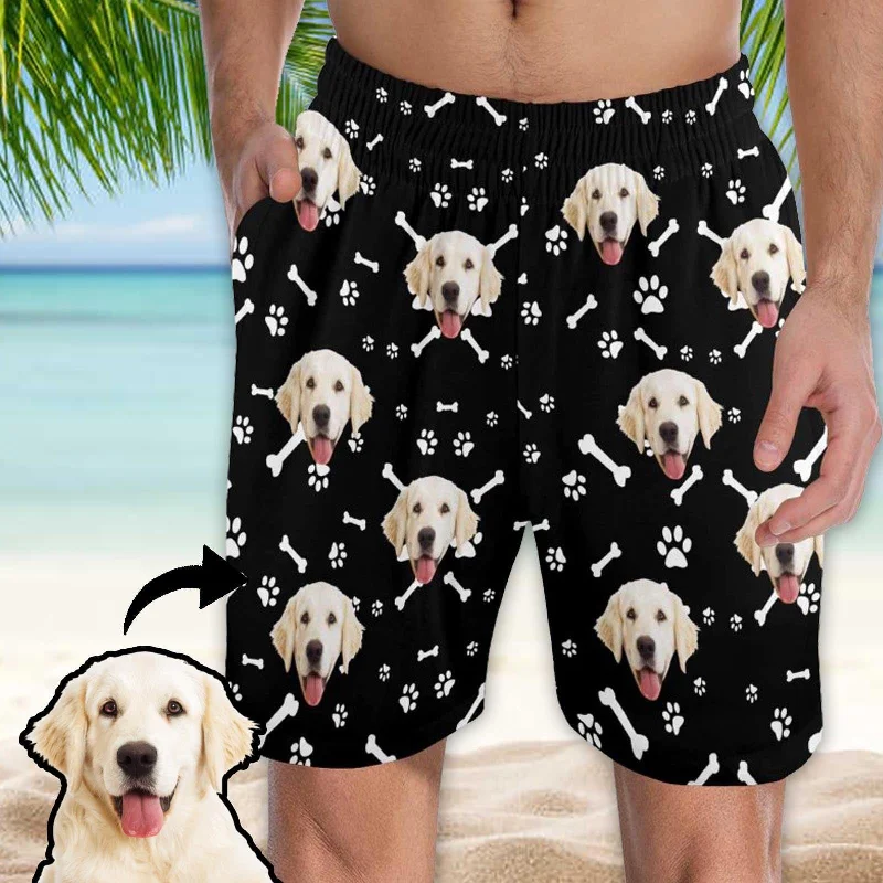 women's nightgowns for a girls' slumber partyCustom Face Men's Pajama Shorts Personalized Smiley Dog Sleepwear Shorts