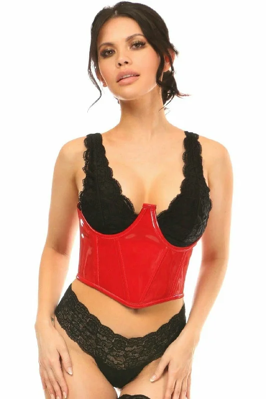 plus size women sexy lingerie bodysuitsSexy Red Patent Open Cup Underwire Waist Cincher