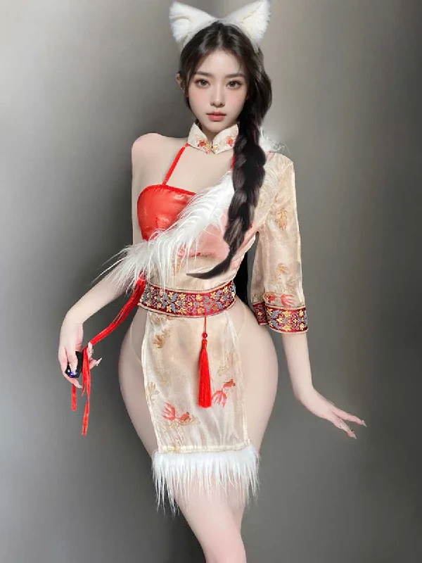 lightweight women robes for summer useJapanese Furry Trim Sheer Robe