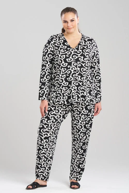 women's pajama sets with a V - neck top for a flattering lookOttoman Scroll PJ