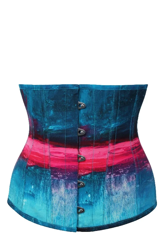 clubbing women bustiers and corsetsStormy Night Blue and Pink Underbust Corset