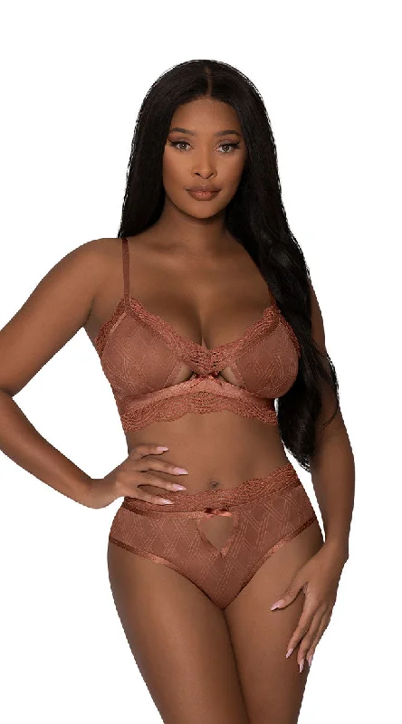 vintage style women lingerie for a classic charmCaramel Caged Bralette Set