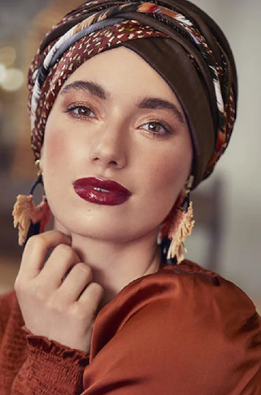 seamless backless bras for summer dressesBoho Turban Set (Structured Browns)