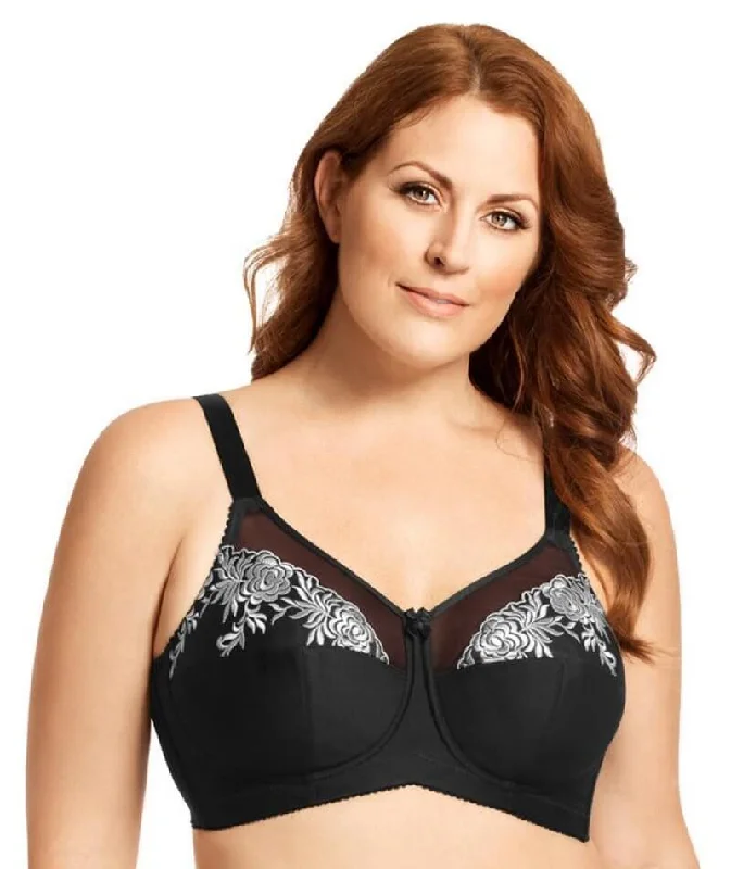 lace bras for a romantic lookElila Embroidered Wire-Free Bra - Black Silver