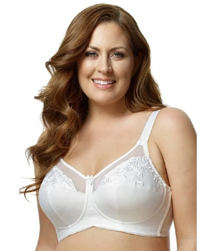 seamless sports bras for minimal chafingElila Embroidered Wire-Free Bra - White