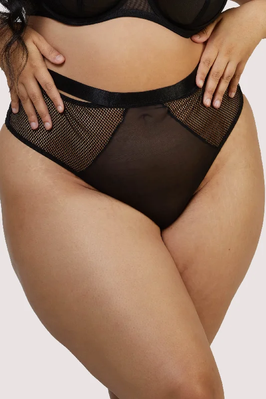 underwire bras with maximum supportHaley Black Fishnet Panelled High Waisted Thong