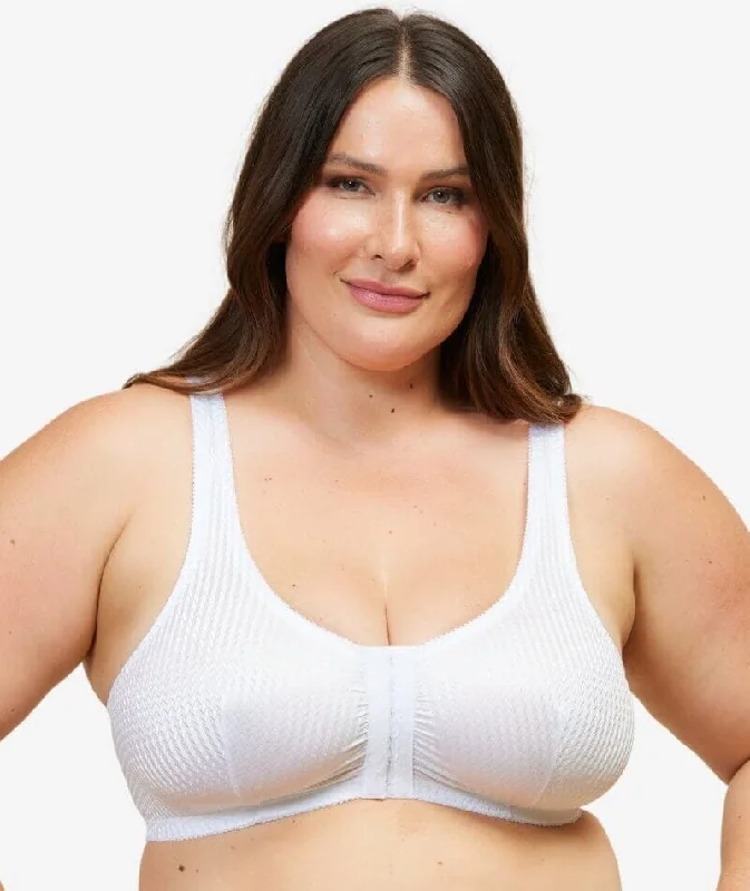 lace balconette bras for a luxurious feelLeading Lady Marlene Wire-free Front Close Comfort Bra - White