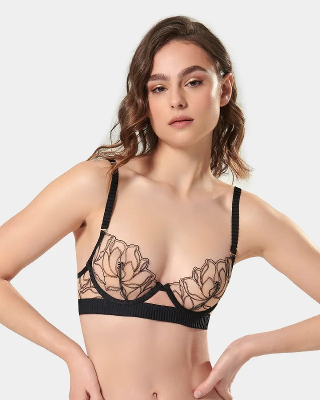 seamless wireless bras for everyday comfortMaia Wired Bra Black/Sheer