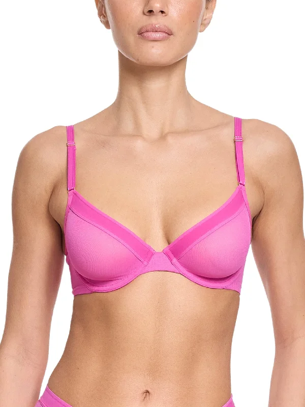 sexy backless push up brasUnlined Mesh Underwire Bra Berry Burst Pink