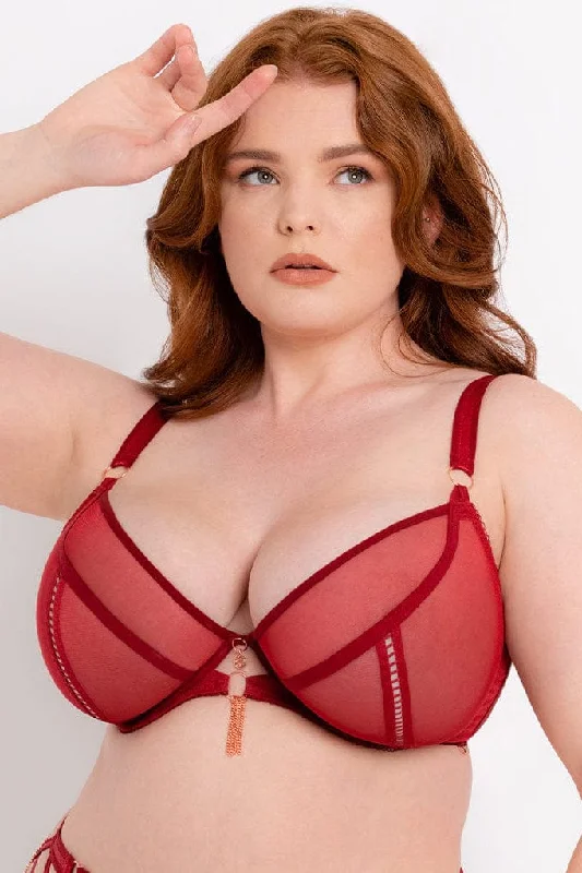 moisture wicking sleep bras for hot sleepersScantilly Deep Red Unchained Plunge Bra