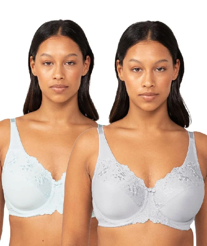 strapless bras for backless dressesTriumph Embroidered Minimiser Bra 2 Pack - Green/Grey